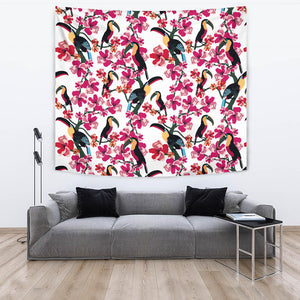 Toucan Flower Design Pattern Wall Tapestry