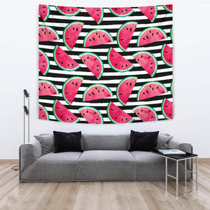 Watercolor Paint Textured Watermelon Pieces Wall Tapestry