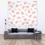 Pink Sakura Cherry Blossom Pattern Wall Tapestry