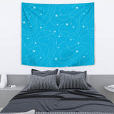 Airplane Destinations Blue Background Wall Tapestry