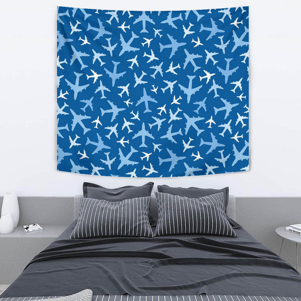 Airplane Pattern In The Sky Wall Tapestry