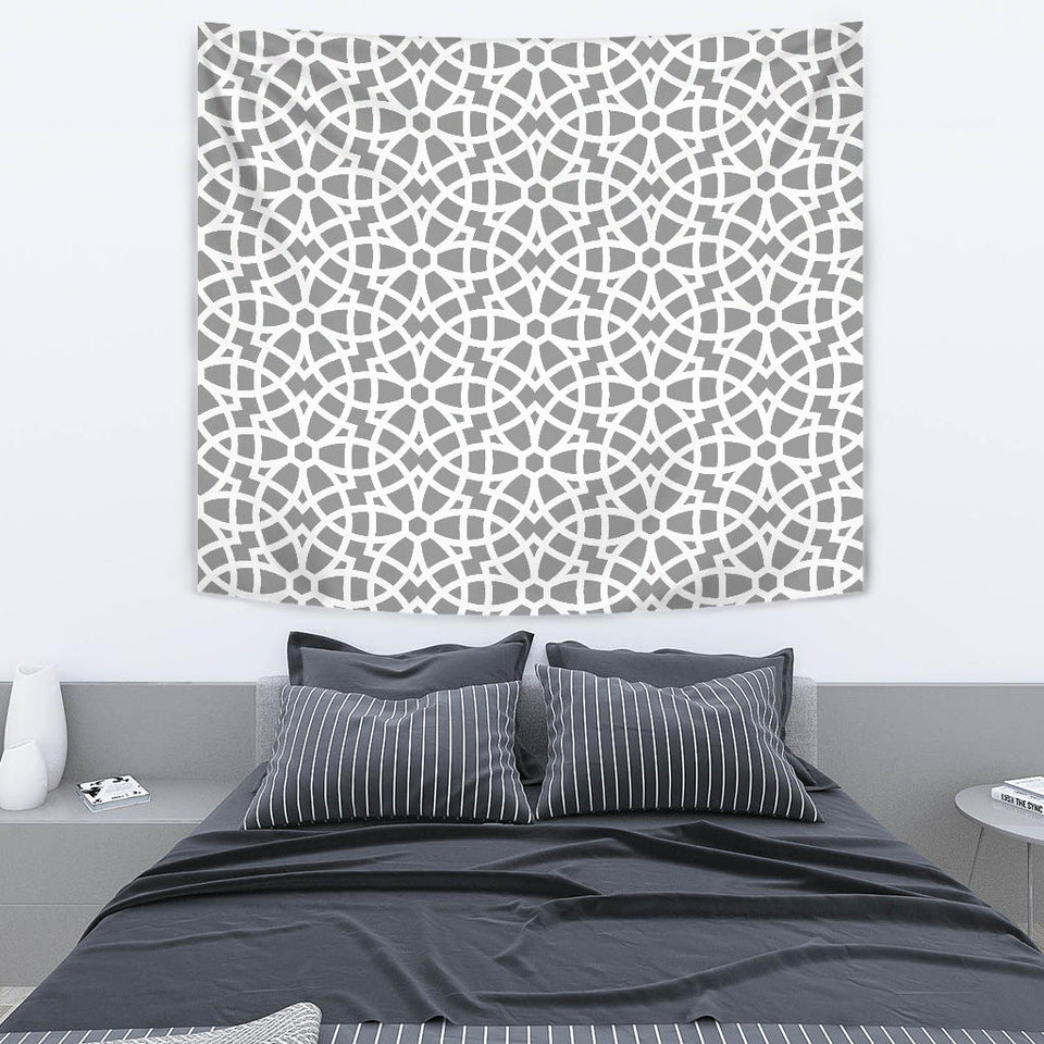 Arabic Gray Pattern Wall Tapestry