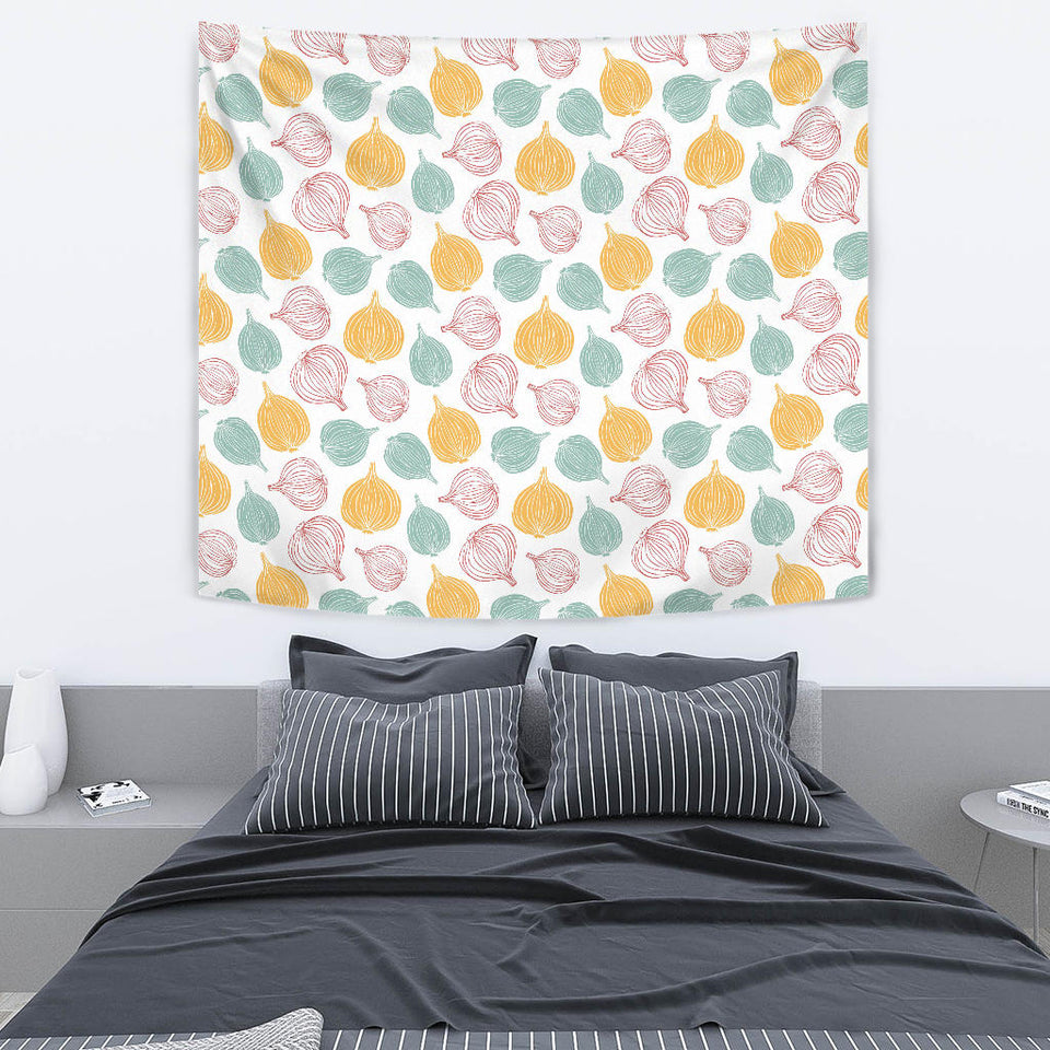 Colorful Onions White Background Wall Tapestry