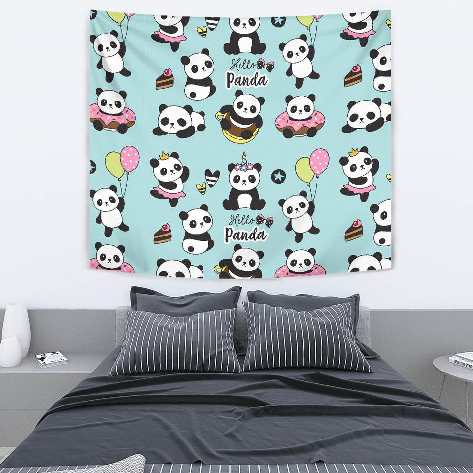 Cute Baby Panda Pattern Wall Tapestry