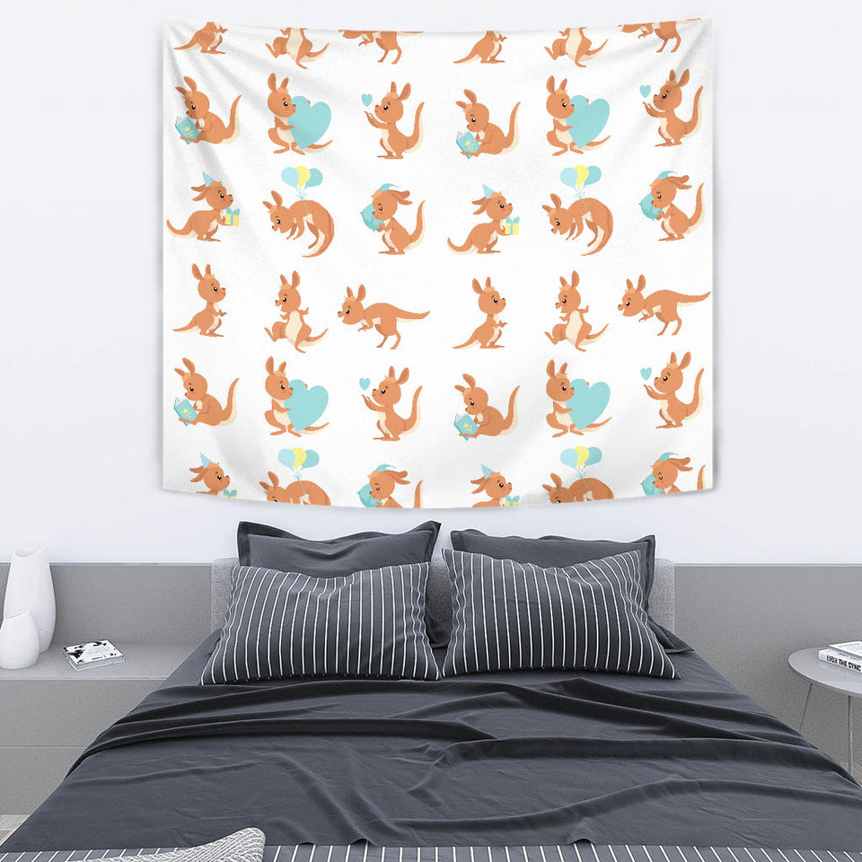 Cute Kangaroo Pattern Wall Tapestry