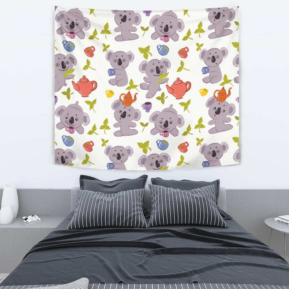 Cute Koalas Teapots Tea Wall Tapestry