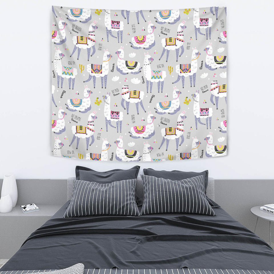 Cute Llama Alpaca Pattern Wall Tapestry