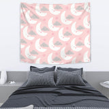 Cute Moon Cloud Star Pattern Pink Dot Background Wall Tapestry