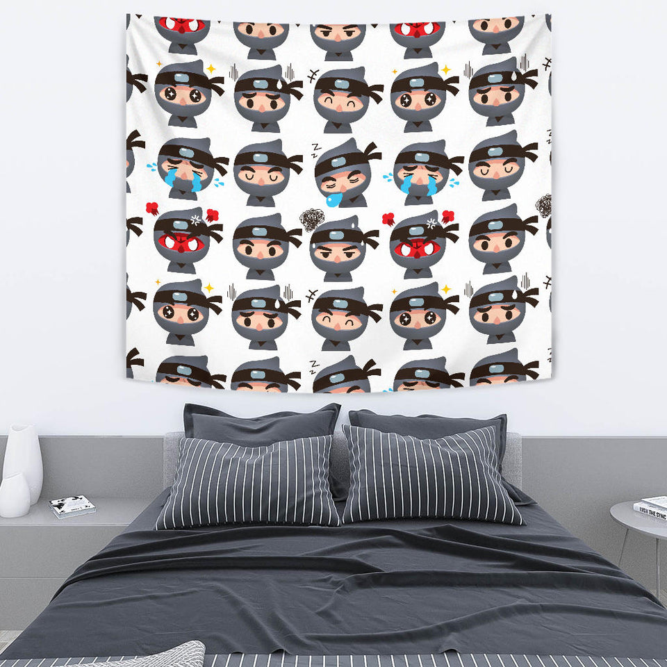 Cute Ninja Design Pattern Wall Tapestry