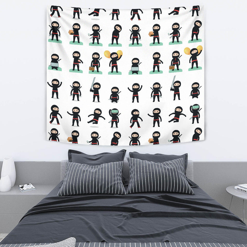 Cute Ninja Katana Sword Pattern Wall Tapestry