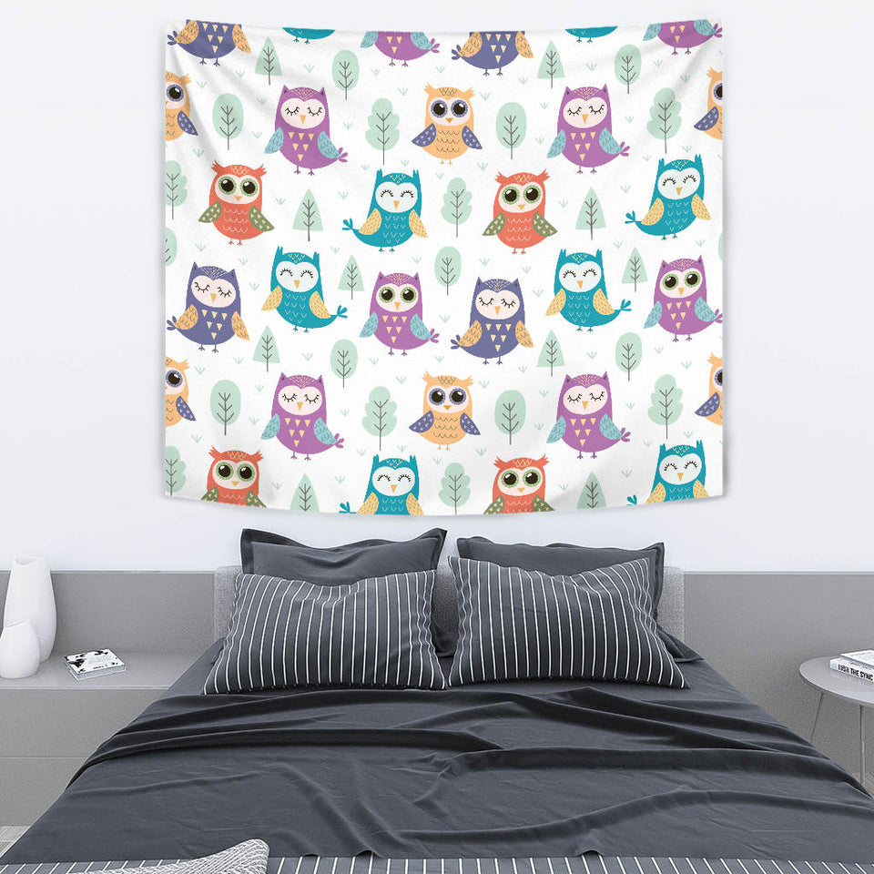 Cute Owl Pattern Wall Tapestry