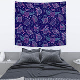 Cute Owls Pattern Boho Style Ornament Wall Tapestry