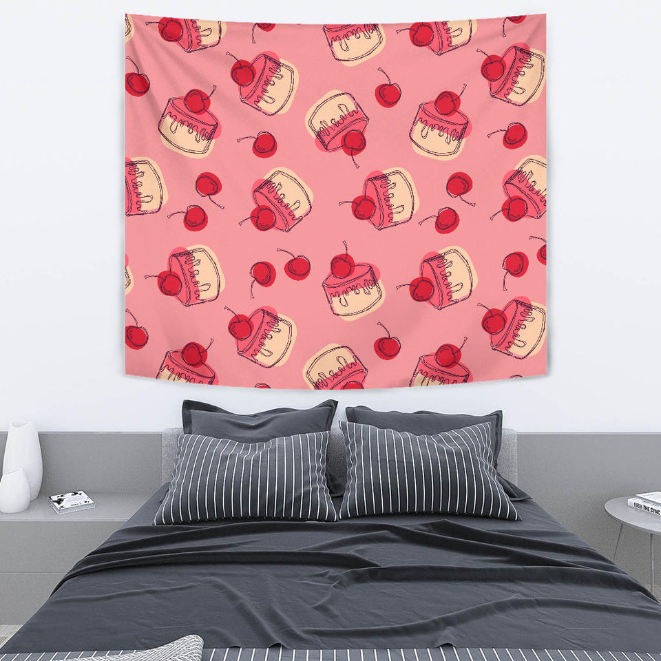 Cake Cherry Pattern Wall Tapestry