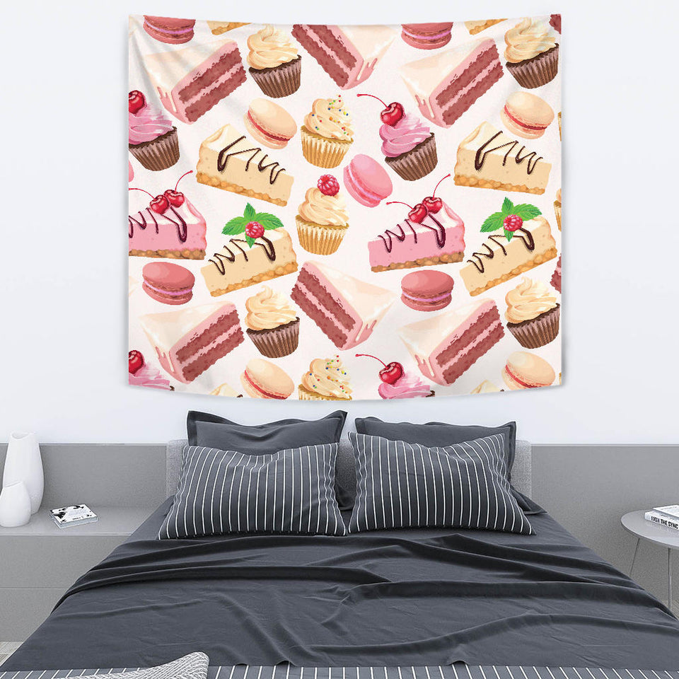 Cake Cupcake Sweets Pattern Wall Tapestry