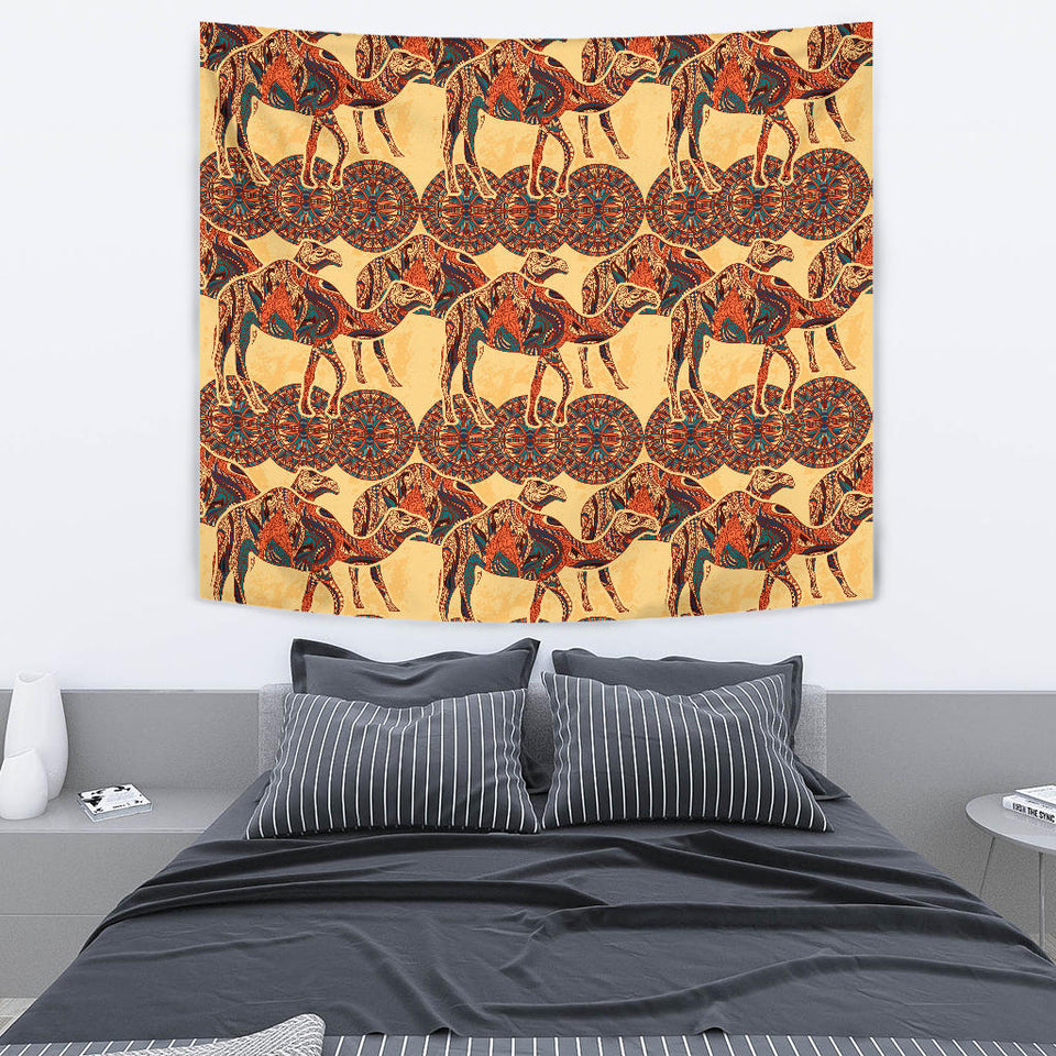 Camel Polynesian Tribal Design Pattern Wall Tapestry