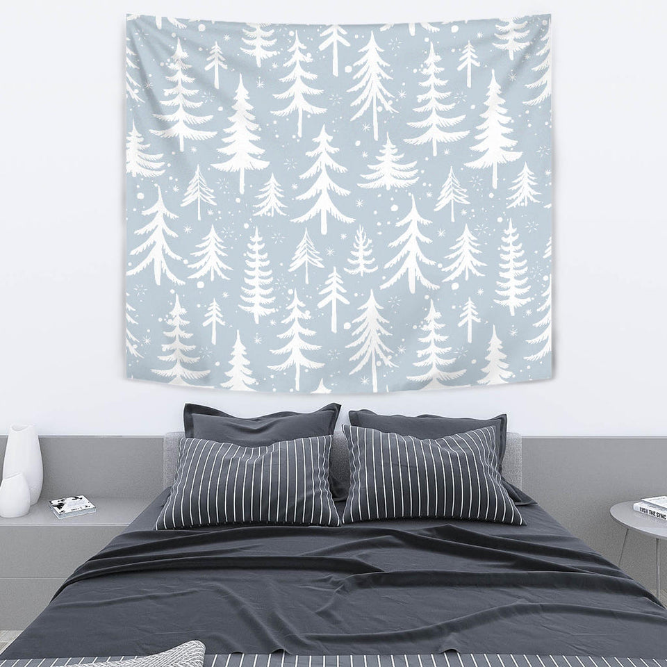 Christmas Tree Winter Forest Pattern Wall Tapestry