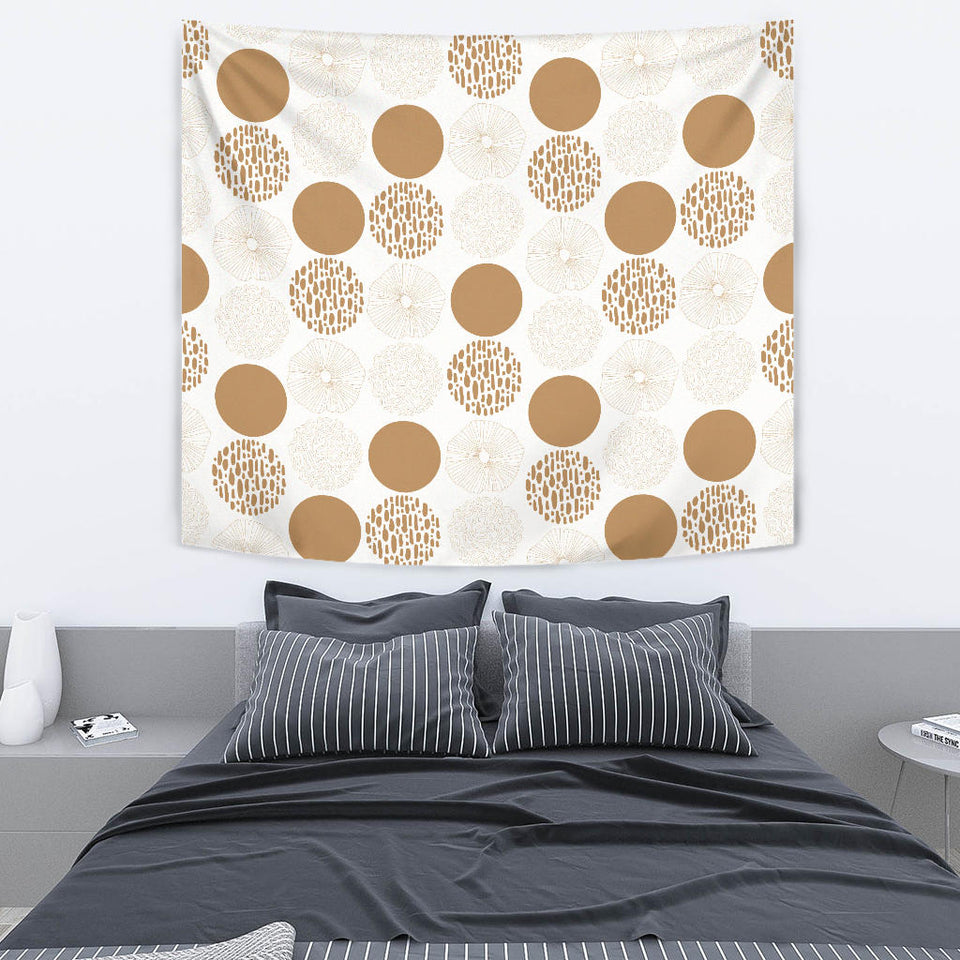Gold Texture Mushroom Pattern Wall Tapestry