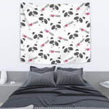 Hand Drawn Faces Of Pandas Pattern Wall Tapestry