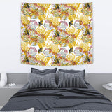 Cool Bee Honeycomb Leaves Pattern Wall Tapestry