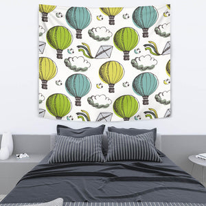 Hot Air Balloon Bird Cloud Pattern Wall Tapestry