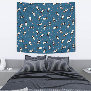 Cute Boston Terrier Dog Spattern Wall Tapestry