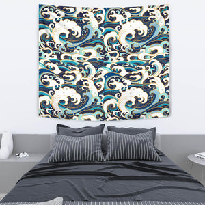 Japanese Wave Pattern Wall Tapestry