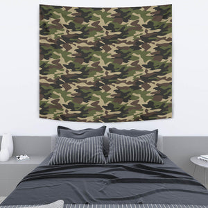 Dark Green Camo Camouflage Pattern Wall Tapestry