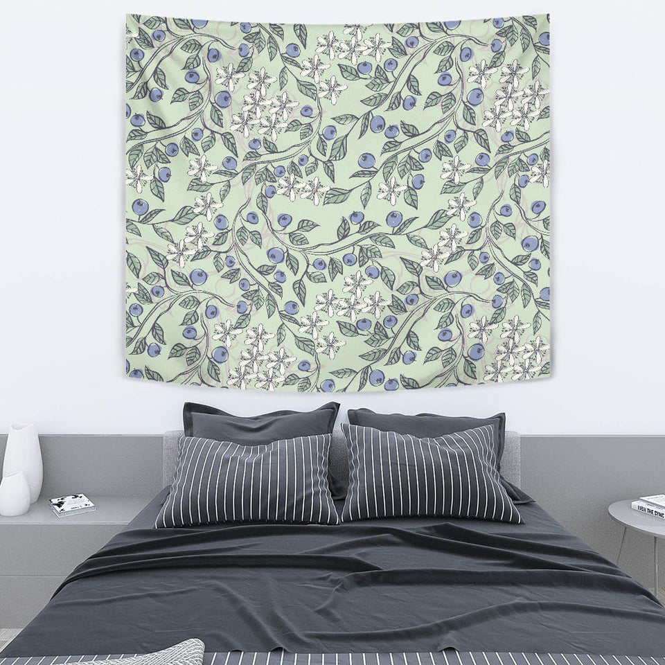 Hand Drawn Blueberry Pattern Wall Tapestry