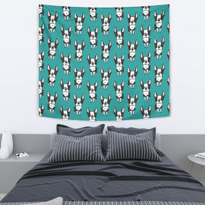 Hand Drawn Boston Terrier Dog Pattern Wall Tapestry