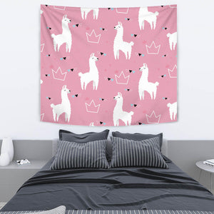 Llama Alpaca Pink Background Wall Tapestry