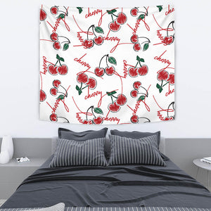 Hand Drawn Cherry Pattern Wall Tapestry