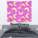 Moon Pink Rose Background Wall Tapestry