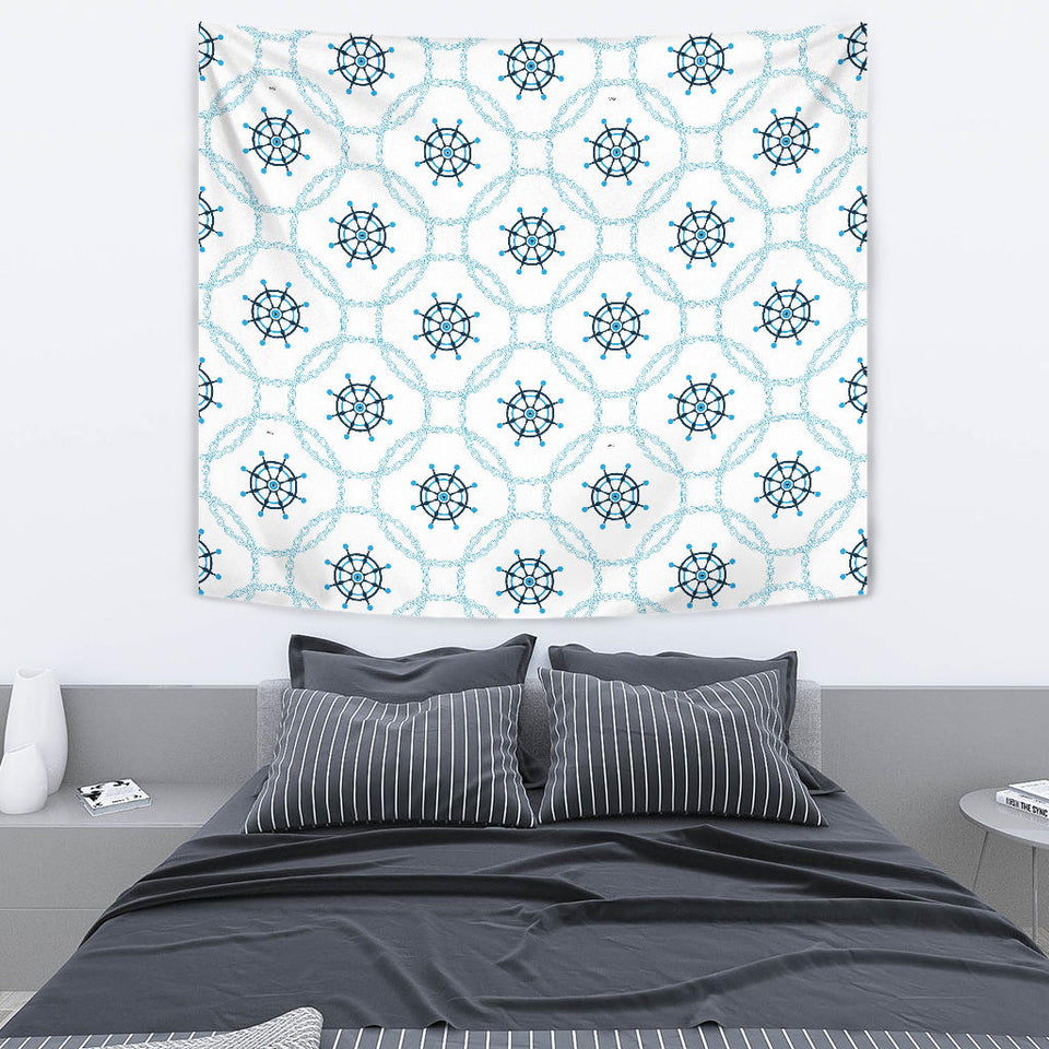 Nautical Steering Wheel Chain Wall Tapestry