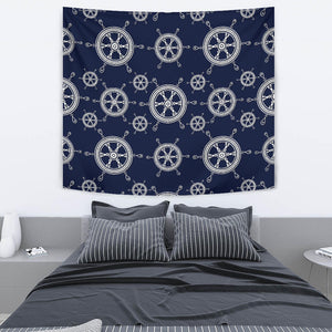 Nautical Steering Wheel Design Pattern Wall Tapestry