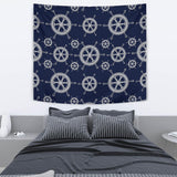Nautical Steering Wheel Design Pattern Wall Tapestry
