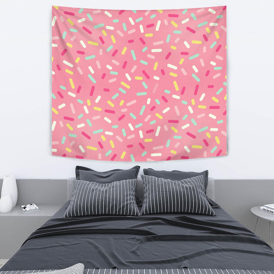 Pink Donut Glaze Candy Pattern Wall Tapestry
