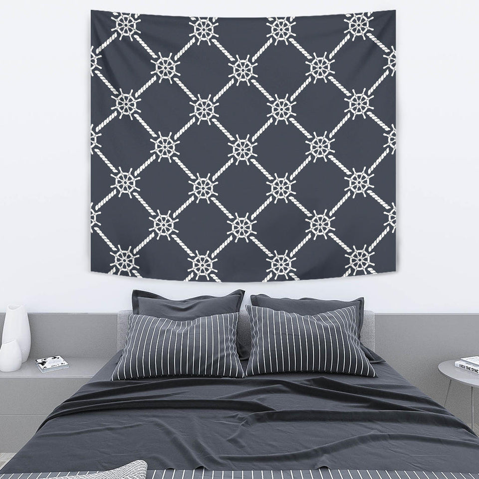Nautical Steering Wheel Rope Pattern Wall Tapestry