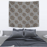 Nautical Wood Steering Wheel Pattern Wall Tapestry