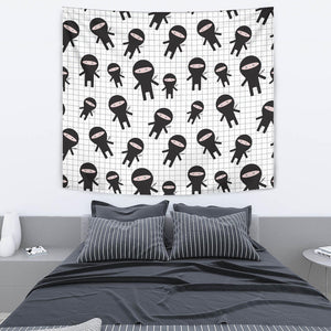 Ninja Pattern Plaid Background Wall Tapestry