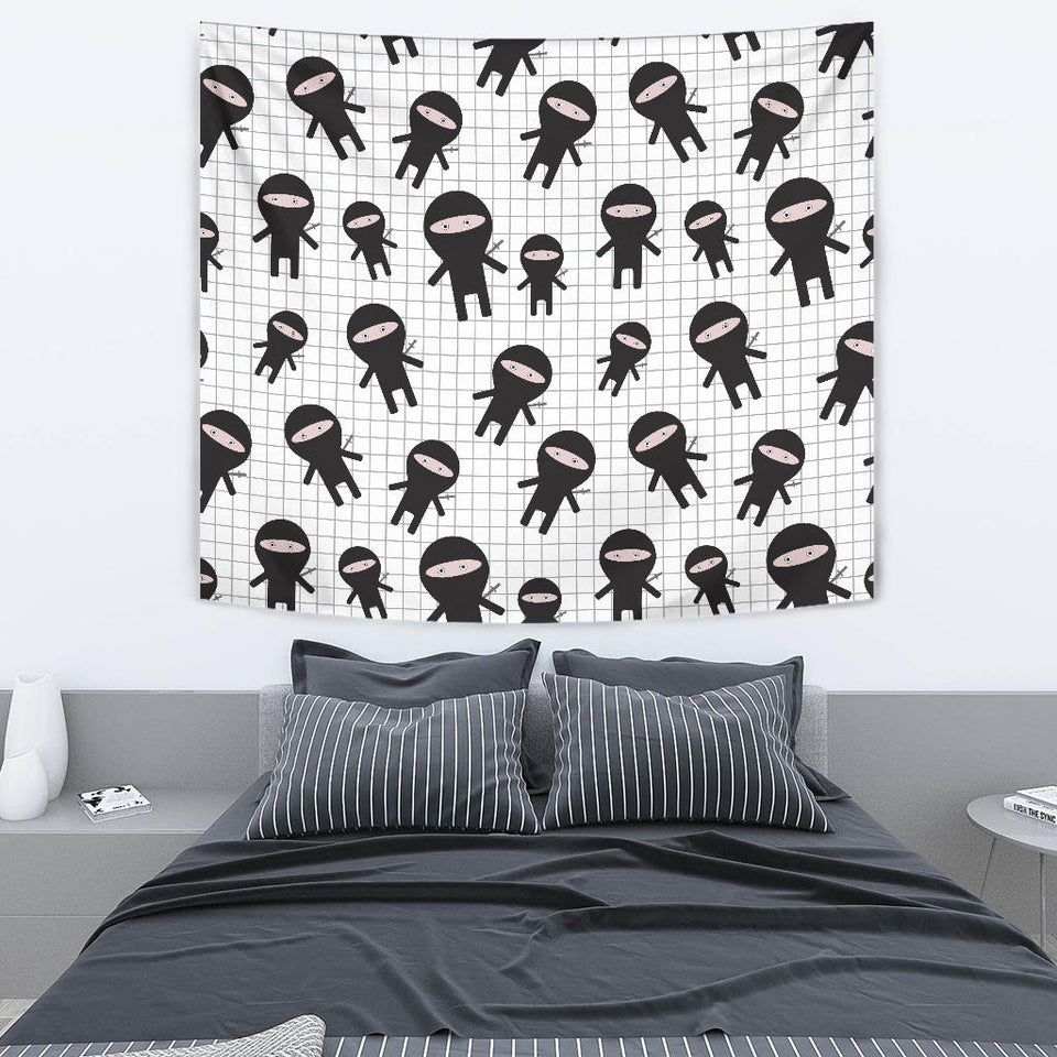 Ninja Pattern Plaid Background Wall Tapestry