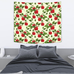 Red Apples Leaves Pattern Wall Tapestry