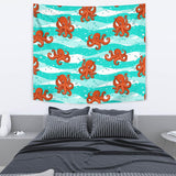 Octopuses Sea Wave Background Wall Tapestry