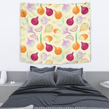 Onion Garlic White Red Pattern Wall Tapestry
