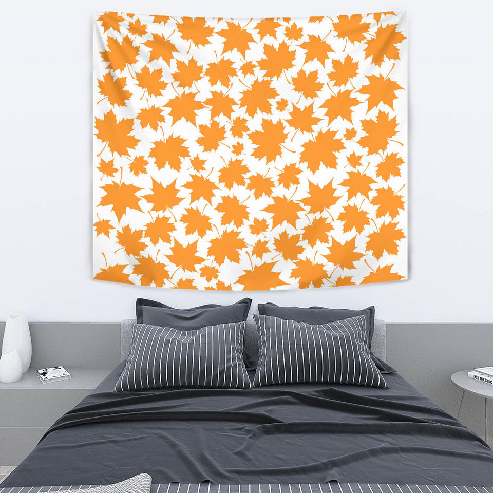Orange Maple Leaf Pattern Wall Tapestry