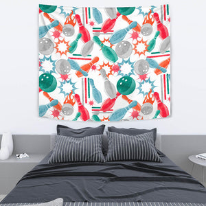 Watercolor Bowling Pattern Wall Tapestry