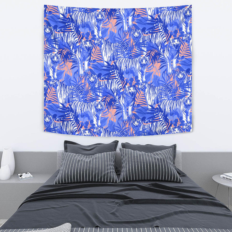 White Bengal Tigers Pattern Wall Tapestry