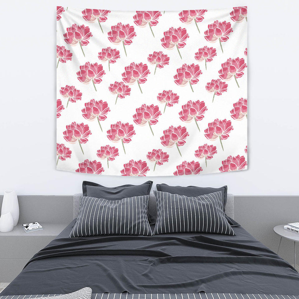 Pink Lotus Waterlily Pattern Wall Tapestry