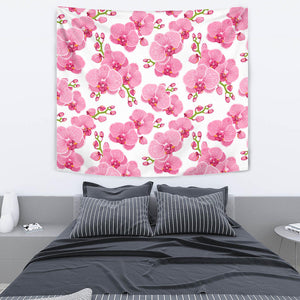 Pink Purple Orchid Pattern Background Wall Tapestry