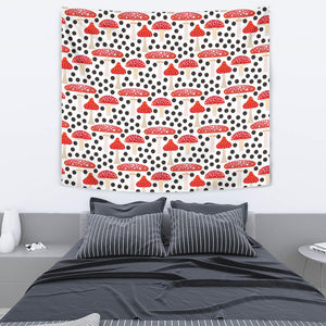 Red Mushroom Dot Pattern Wall Tapestry