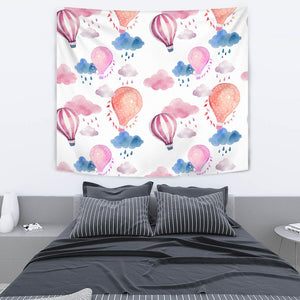 Watercolor Air Balloon Cloud Pattern Wall Tapestry
